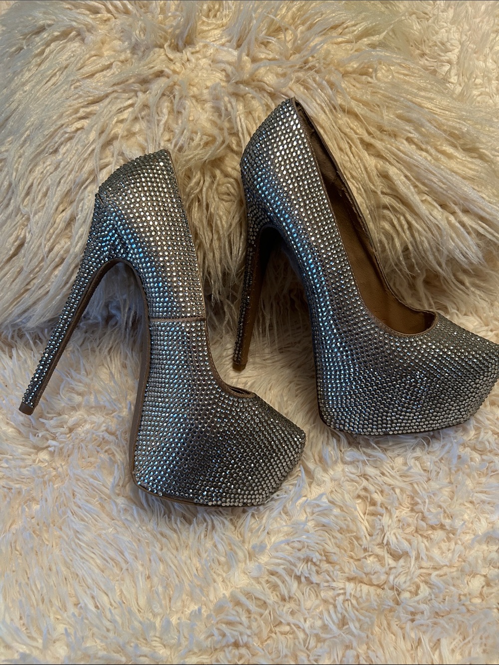 Steve Madden Silver Rhinestone Platform Heels - Picture 8 of 11